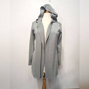 Cyrus Grey Hooded Open Cardigan S Lounge Longline Cozy Lightweight Sweater